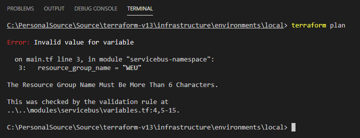 terraform variable validation